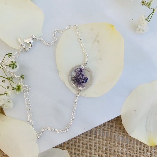 Edem Round Bracelet - Purple - αλυσίδες, επάργυρα, λουλούδι, χεριού, αυξομειούμενα - 2