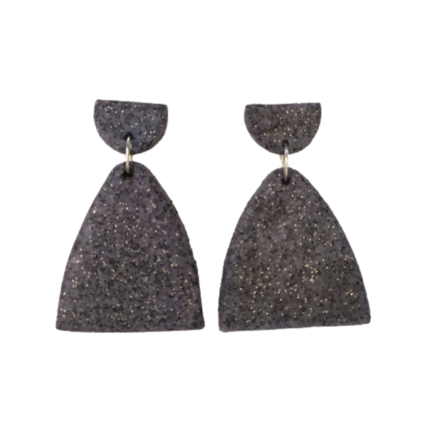 Grey stone-σκουλαρίκια από πολυμερικό πηλό - πηλός, πέτρες, boho, κρεμαστά