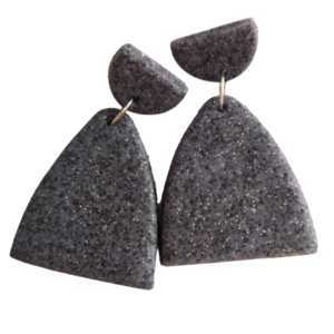 Grey stone-σκουλαρίκια από πολυμερικό πηλό - πηλός, πέτρες, boho, κρεμαστά - 2