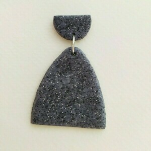 Grey stone-σκουλαρίκια από πολυμερικό πηλό - πηλός, πέτρες, boho, κρεμαστά - 3