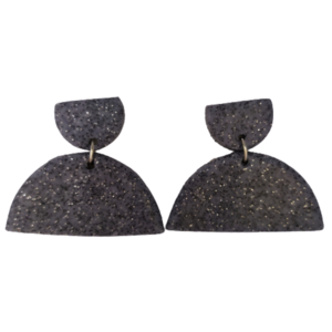 Grey semicircles -σκουλαρίκια από πολυμερικό πηλό - πηλός, πέτρες, boho, κρεμαστά