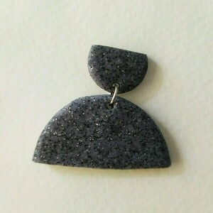 Grey semicircles -σκουλαρίκια από πολυμερικό πηλό - πηλός, πέτρες, boho, κρεμαστά - 2