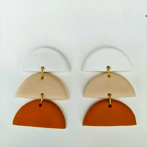Pastel Dangles-σκουλαρίκια από πολυμερικό πηλό - επιχρυσωμένα, πηλός, boho, κρεμαστά - 2