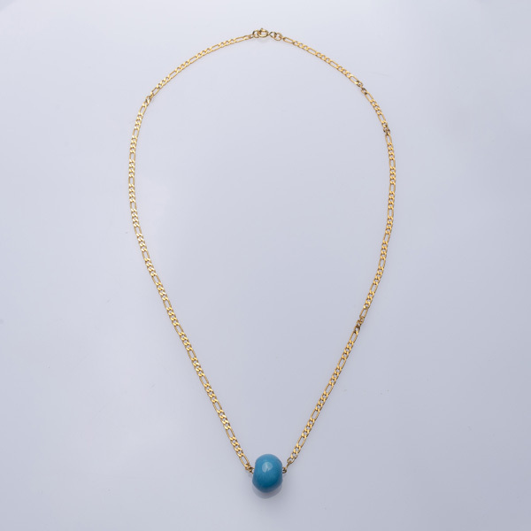Gold Chain with Ceramic Bead - charms, γυναικεία, επιχρυσωμένα, ασήμι 925, χάντρες