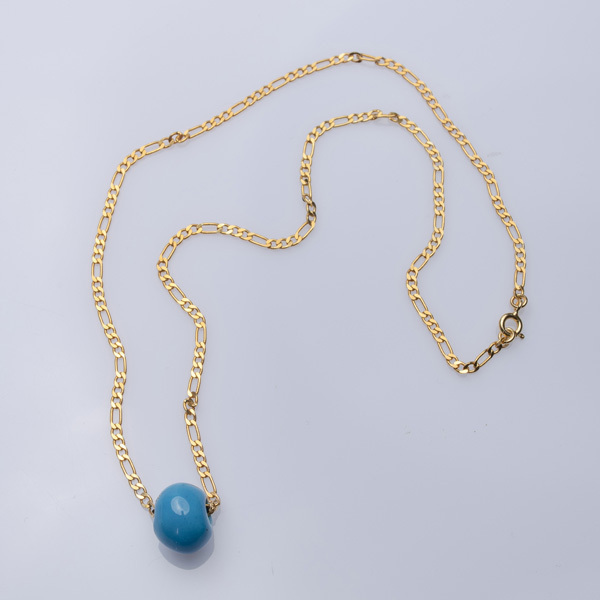 Gold Chain with Ceramic Bead - charms, γυναικεία, επιχρυσωμένα, ασήμι 925, χάντρες - 3