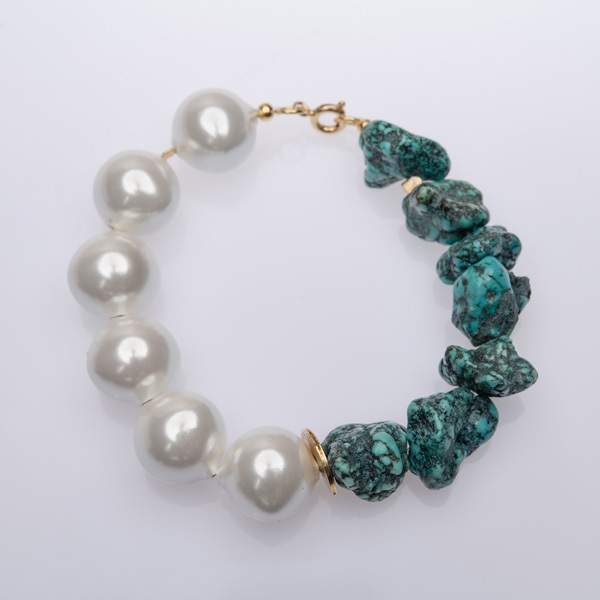 Shell Pearl & Howlite Bracelet - ημιπολύτιμες πέτρες, μαργαριτάρι, γυναικεία, ασήμι 925, χαολίτης