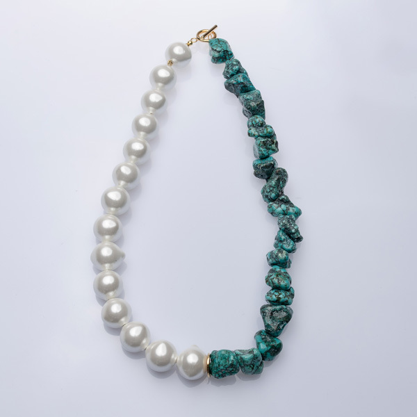 Shell Pearl & Howlite Necklace - ημιπολύτιμες πέτρες, μαργαριτάρι, γυναικεία, ασήμι 925, χαολίτης