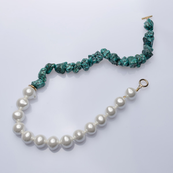 Shell Pearl & Howlite Necklace - ημιπολύτιμες πέτρες, μαργαριτάρι, γυναικεία, ασήμι 925, χαολίτης - 3