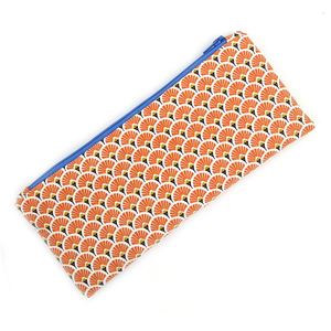 Pouch-κασετίνα Orange Flowers 10x22 cm - καλλυντικών, ταξιδίου