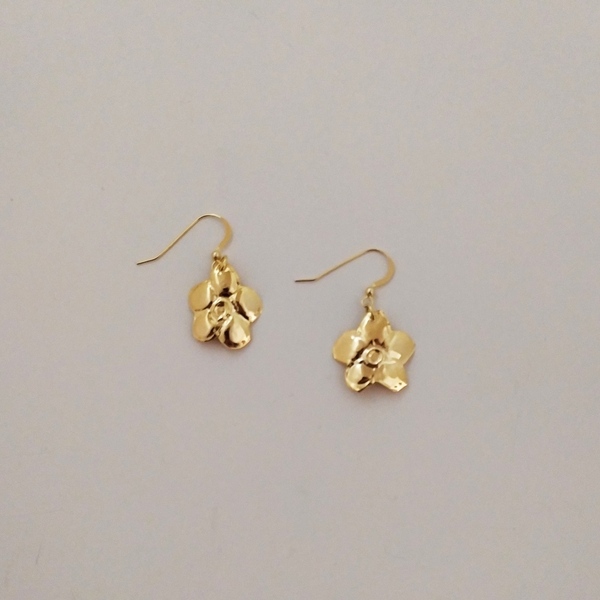 Σκουλαρίκια χρυσο μαργαριτα - επάργυρα, μικρά, κρεμαστά - 2