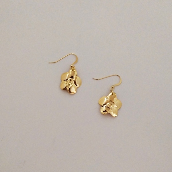 Σκουλαρίκια χρυσο μαργαριτα - επάργυρα, μικρά, κρεμαστά - 3
