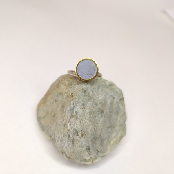 Μίνιμαλ δαχτυλίδι με κυκλικό στοιχείο - ασήμι, επιχρυσωμένα, τσιμέντο, μικρά, αυξομειούμενα