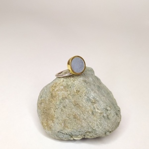 Μίνιμαλ δαχτυλίδι με κυκλικό στοιχείο - ασήμι, επιχρυσωμένα, τσιμέντο, μικρά, αυξομειούμενα - 2