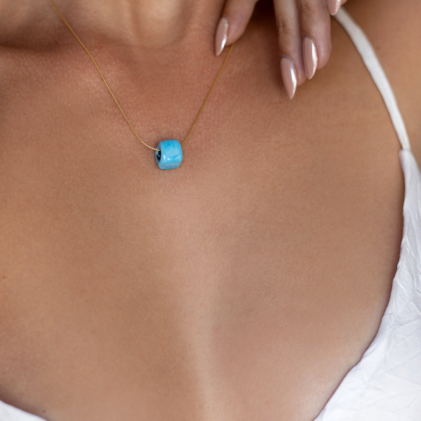Turquoise bead necklace - τιρκουάζ, επιχρυσωμένα, ασήμι 925, χάντρες, κοντά