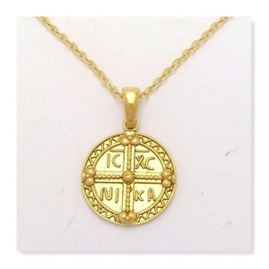 Κωνσταντινάτο ασήμι 925 επιχρυσο Κ14 διπλής όψεως - charms, επιχρυσωμένα, ασήμι 925, μακριά, κωνσταντινάτα