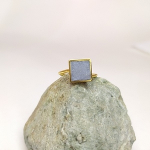 Μίνιμαλ δαχτυλίδι με τετράγωνο στοιχείο - επιχρυσωμένα, ορείχαλκος, μικρά, αυξομειούμενα