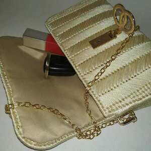Χειροποίητο αμπιγιέ σαμπανί κεντητό clutch - νήμα, clutch, πλεκτές τσάντες, βραδινές, μικρές - 5