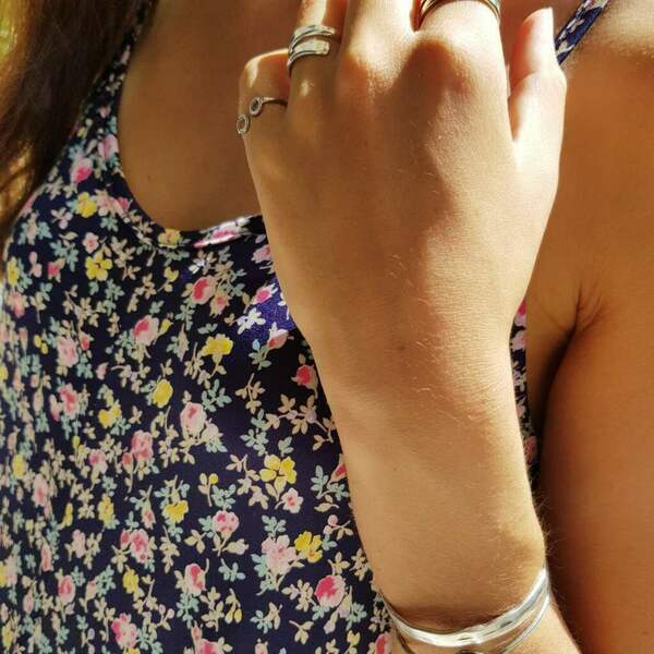 Μίνιμαλ δαχτυλίδι για το μικρό δάχτυλο σε ασημένιο χρώμα - chevalier, αυξομειούμενα, φθηνά, minimal - 4