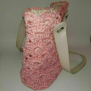 Χειροποίητη πλεκτή καθημερινή ροζ τσάντα - νήμα, ώμου, μεγάλες, all day, πλεκτές τσάντες - 4