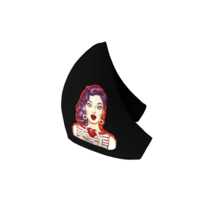 25.Μάσκα βαμβακερή-πολλαπλών χρήσεων-Σχέδιο "Pop Art Lady with red heart". - βαμβάκι, unisex, πλενόμενο, δερματολογικά ελεγμένη, μάσκες προσώπου
