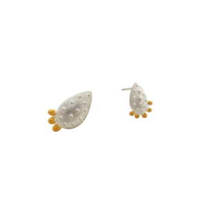 Σκουλαρίκια φραγκόσυκα - ασήμι, επιχρυσωμένα, καρφωτά, μικρά, καρφάκι