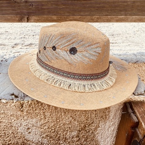 Ψάθινο καπέλο -Indiana || - καλοκαιρινό, ζωγραφισμένα στο χέρι, ψάθα, boho, ψάθινα - 4