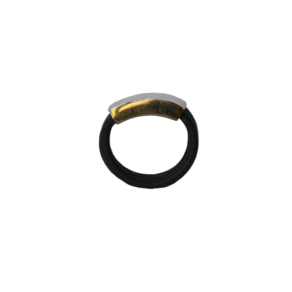 Χειροποίητo μάυρο δαχτυλίδι σεβαλιέ με χρυσόχρωμό μέταλλο - chevalier, ορείχαλκος, boho, σταθερά - 2