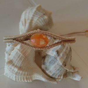 Orange waves & evil eye macrame bracelets - μακραμέ, κορδόνια, χάντρες, χεριού, αυξομειούμενα - 3