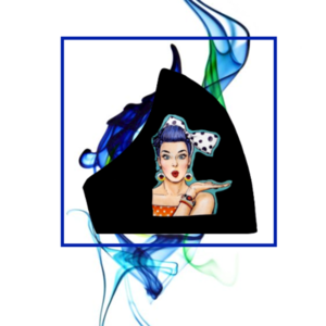 27.Μάσκα βαμβακερή-πολλαπλών χρήσεων-Σχέδιο "Pop Art Lady with Bow" . - βαμβάκι, γυναικεία, unisex, πλενόμενο, δερματολογικά ελεγμένη, μάσκες προσώπου - 4