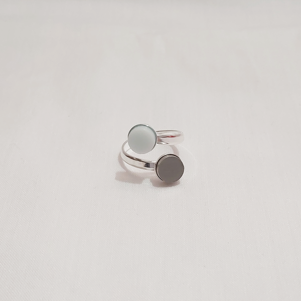 WhiteM2Mat - Χειροποίητο δαχτυλίδι φτιαγμένο απο ανοξείδωτο μέταλλο και λευκό πλέξιγκλας - ασήμι 925, μικρά, plexi glass, αυξομειούμενα