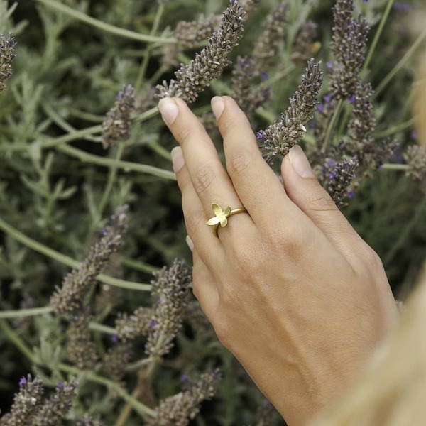 Δαχτυλίδι από ορείχαλκο με λουλούδι - ορείχαλκος, λουλούδι, boho, αυξομειούμενα, φθηνά - 3