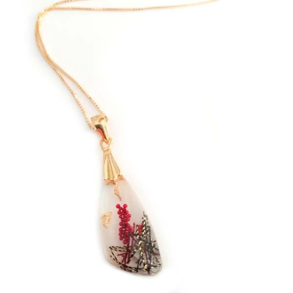 Κολιέ από υγρό γυαλί και ασήμι 925 | Magic Drop necklace - γυαλί, επιχρυσωμένα, ασήμι 925, κοντά - 3