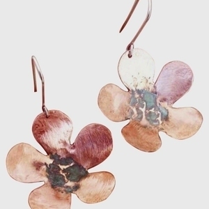 Σκουλαρίκια λουλούδια - ασήμι, ιδιαίτερο, λουλούδια, κρεμαστά, faux bijoux