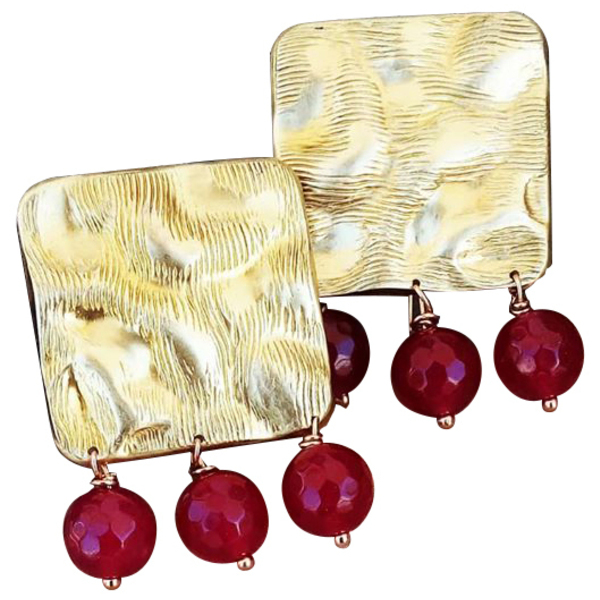Σκουλαρίκια "μποχο" με πέτρες αχάτη - αχάτης, ιδιαίτερο, boho, κρεμαστά, faux bijoux