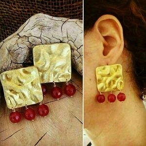 Σκουλαρίκια "μποχο" με πέτρες αχάτη - αχάτης, ιδιαίτερο, boho, κρεμαστά, faux bijoux - 2