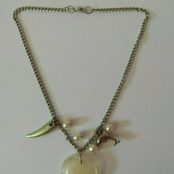 Summer necklace with liquid glass heart - καρδιά, κοντά - 2