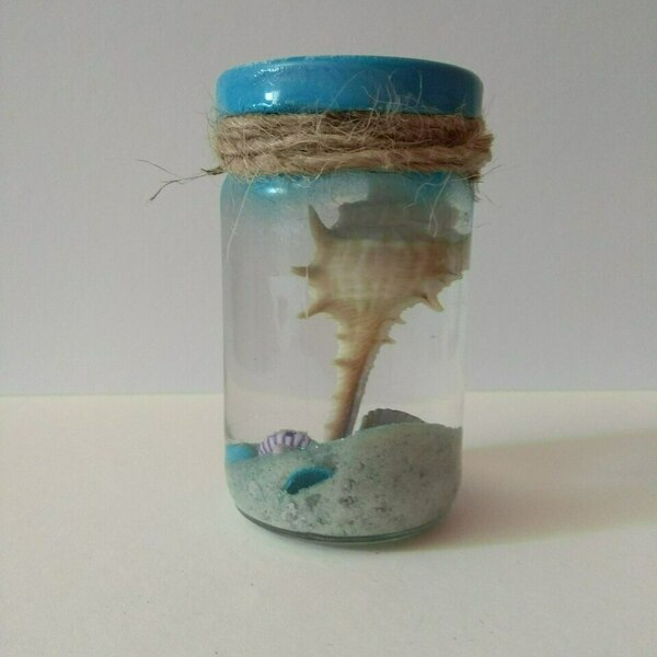 Summer glycerin jar with seashell