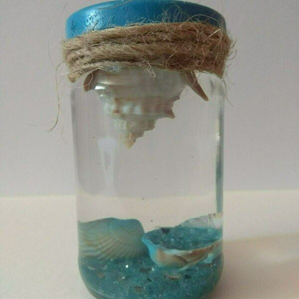 Summer glycerin jar with seashell