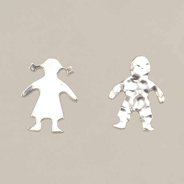 Χειροποίητα σκουλαρίκια σετ αγοράκι - κοριτσάκι από ασήμι 925 - ασήμι, καρφωτά, μικρά, δώρα για γυναίκες - 2