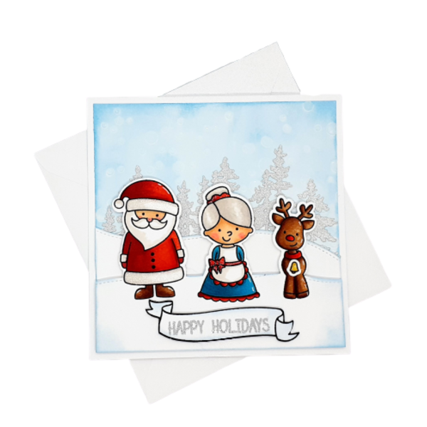 Ευχετήρια Κάρτα Χριστουγέννων - Santa's Family - κάρτα ευχών, χριστουγεννιάτικα δώρα, άγιος βασίλης, ευχετήριες κάρτες