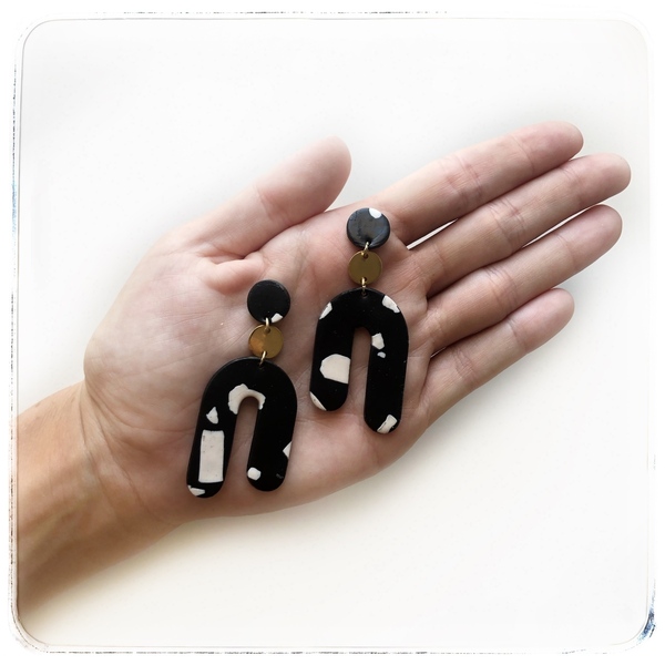 CAMI - Σκουλαρίκια - Clay Earrings - Πολυμερής Πήλος - πηλός, ατσάλι, κρεμαστά, μεγάλα, φθηνά - 3