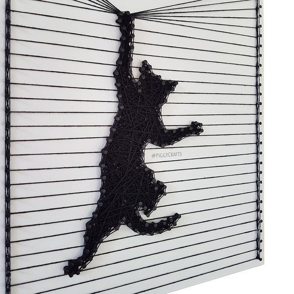 Κάδρο με καρφιά & κλωστές "Cat" 35x25cm - πίνακες & κάδρα, διακόσμηση, γάτα - 3
