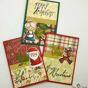 Σετ 3 Χριστουγεννιάτικων καρτών - Santa's Family - χριστουγεννιάτικο, κάρτα ευχών, άγιος βασίλης, ευχετήριες κάρτες - 5