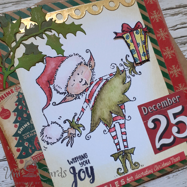 Κάρτα Χριστουγέννων - Ξωτικό - ρετρό, κάρτα ευχών, χριστούγεννα, ευχετήριες κάρτες - 3