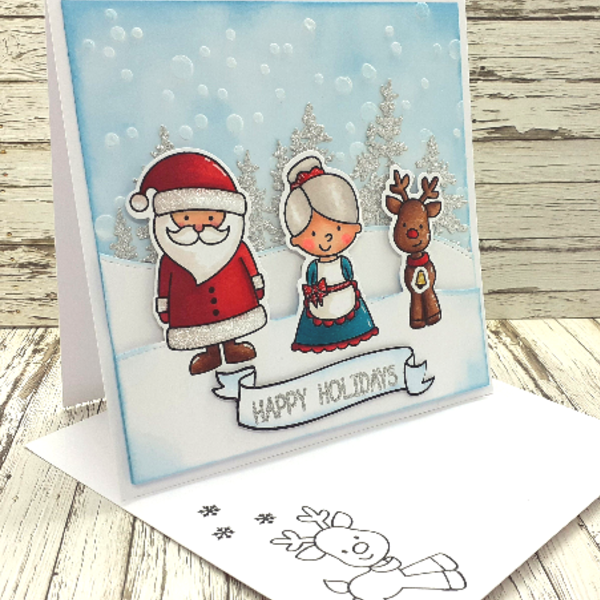 Ευχετήρια Κάρτα Χριστουγέννων - Santa's Family - κάρτα ευχών, χριστουγεννιάτικα δώρα, άγιος βασίλης, ευχετήριες κάρτες - 2