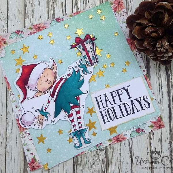 Ευχετήρια Κάρτα Χριστουγέννων - Ξωτικό - χριστουγεννιάτικο, κάρτα ευχών, χριστούγεννα, ευχετήριες κάρτες - 3