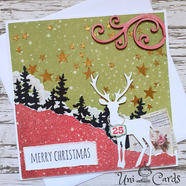 Ευχετήρια Κάρτα Χριστουγέννων - Χριστουγεννιάτικο τοπίο - κάρτα ευχών, χριστουγεννιάτικα δώρα, ευχετήριες κάρτες - 2