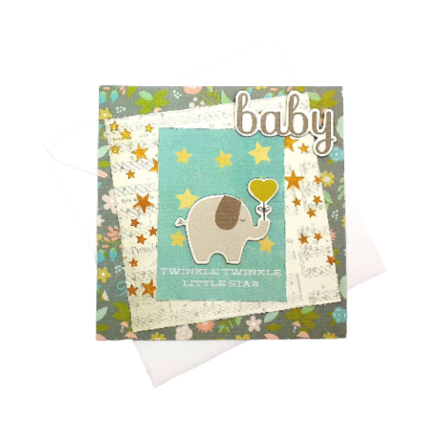 Ευχετήρια κάρτα για μωράκι - "Twinkle twinkle little star" - κορίτσι, αγόρι, βρεφικά, κάρτα ευχών, γέννηση