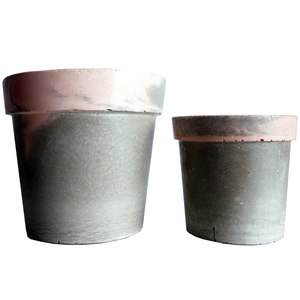 Σετ " traditional pots " grey - somon - μοναδικό, τσιμέντο, κασπώ, σετ δώρου, διακόσμηση κήπου