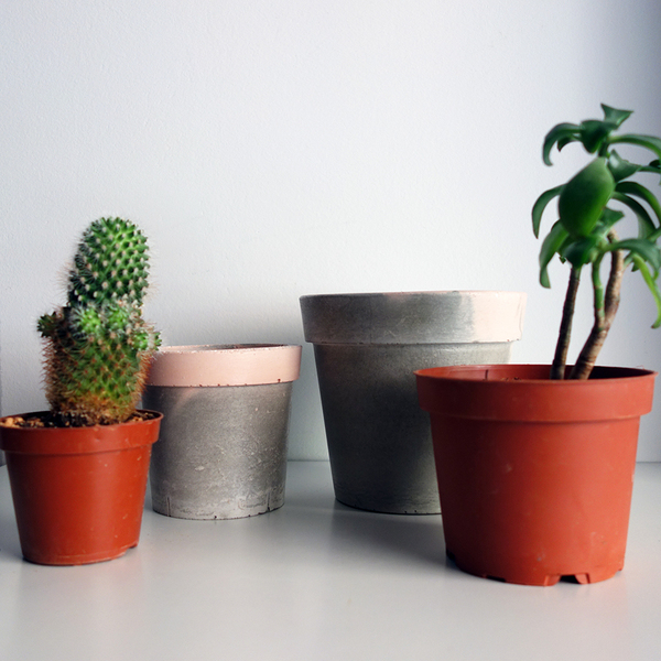 Σετ " traditional pots " grey - somon - μοναδικό, τσιμέντο, κασπώ, σετ δώρου, διακόσμηση κήπου - 4